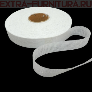 Лента нитепрошивная клеевая, по долевой, арт.4720W шир. 20 мм цв.белый ,уп. 100 м *