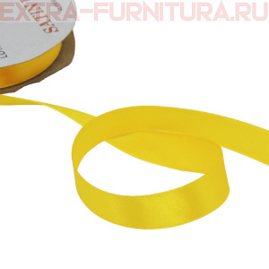 Лента атласная 12 мм цв. 016 желтый рул. 27,42м