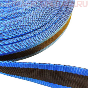Стропа двухцветная, шир.30мм, цв. василек/черный, уп.25м, пл. 17 гр/м