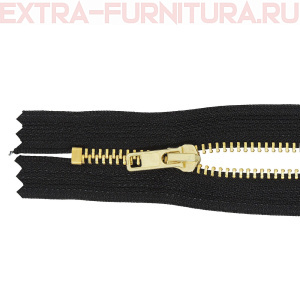 Молния джинсовая № 4, 20 см, латунь, цв.322 черный