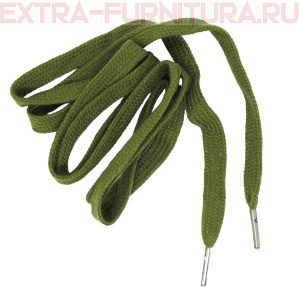 Шнурки плоские 130см, шир.10мм, Хлопок, наконечник металл, цв.травянистый