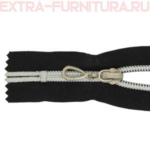 Молния спираль декор Т7 14см цв.черный/серебро н/р