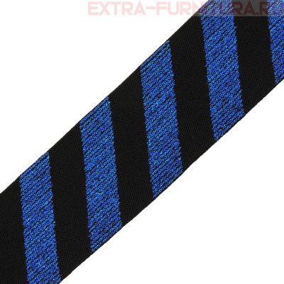 Резинка декоративная 35мм арт.24  цв. черный/синий  с люрексом, уп. 10м