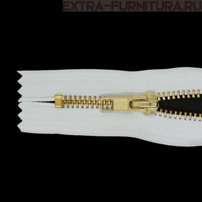 Молния джинсовая № 5, 18 см, латунь, цв.101 белый