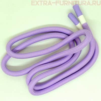 Шнурки круглые 130 см, прорезин.наконечник, Белая полоса, цв.лаванда 