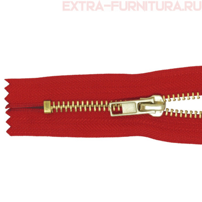 Молния джинсовая № 5, 18 см, латунь, цв.148 красный